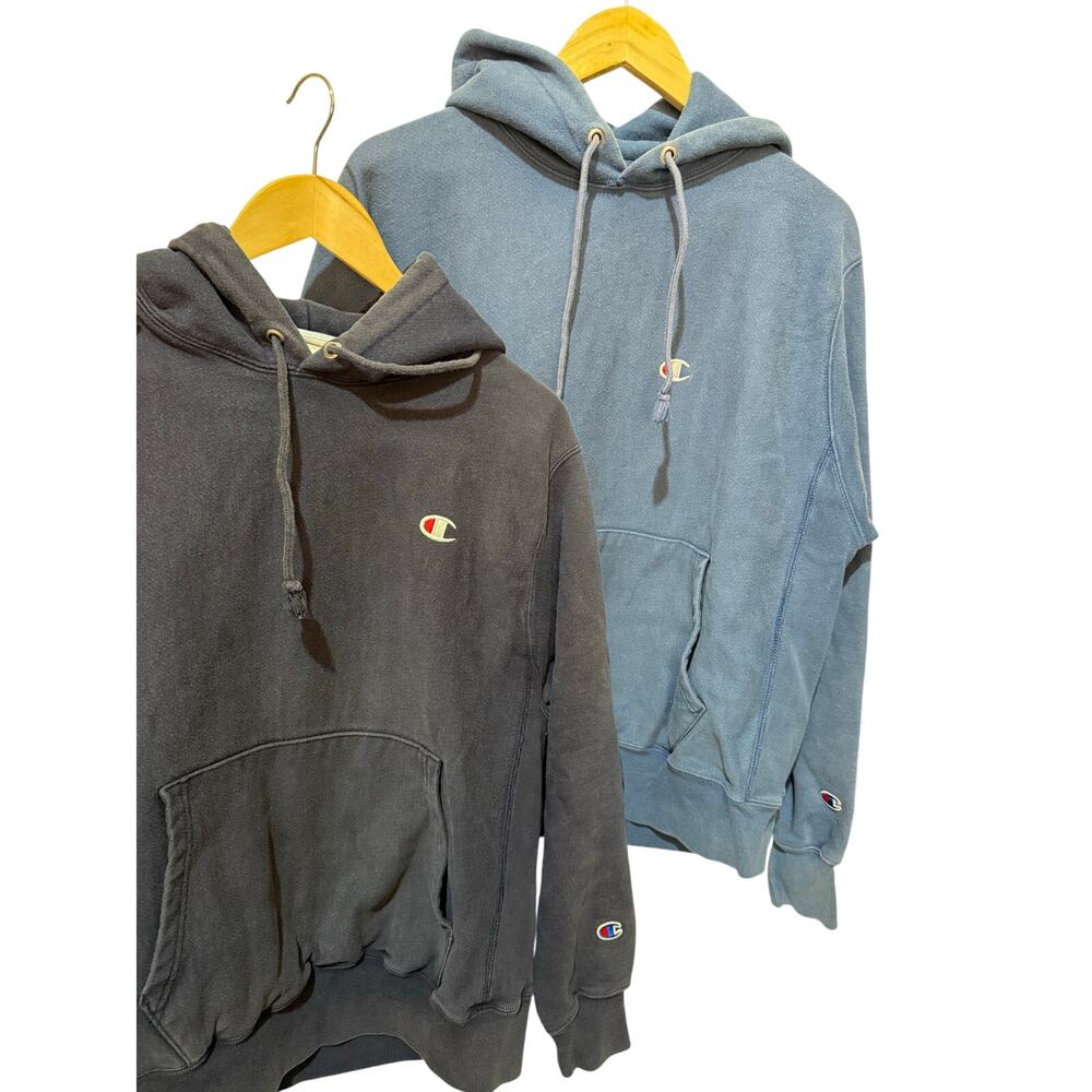 Lot of 2 Champion Reverse Weave Blue Sweatshirts / Hoodies, Men's Size M